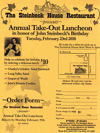 steinbeckhouse luncheon order form